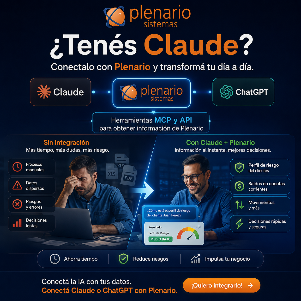 ¿Tenés Claude? Conectalo con Plenario y transformá tu día a día.